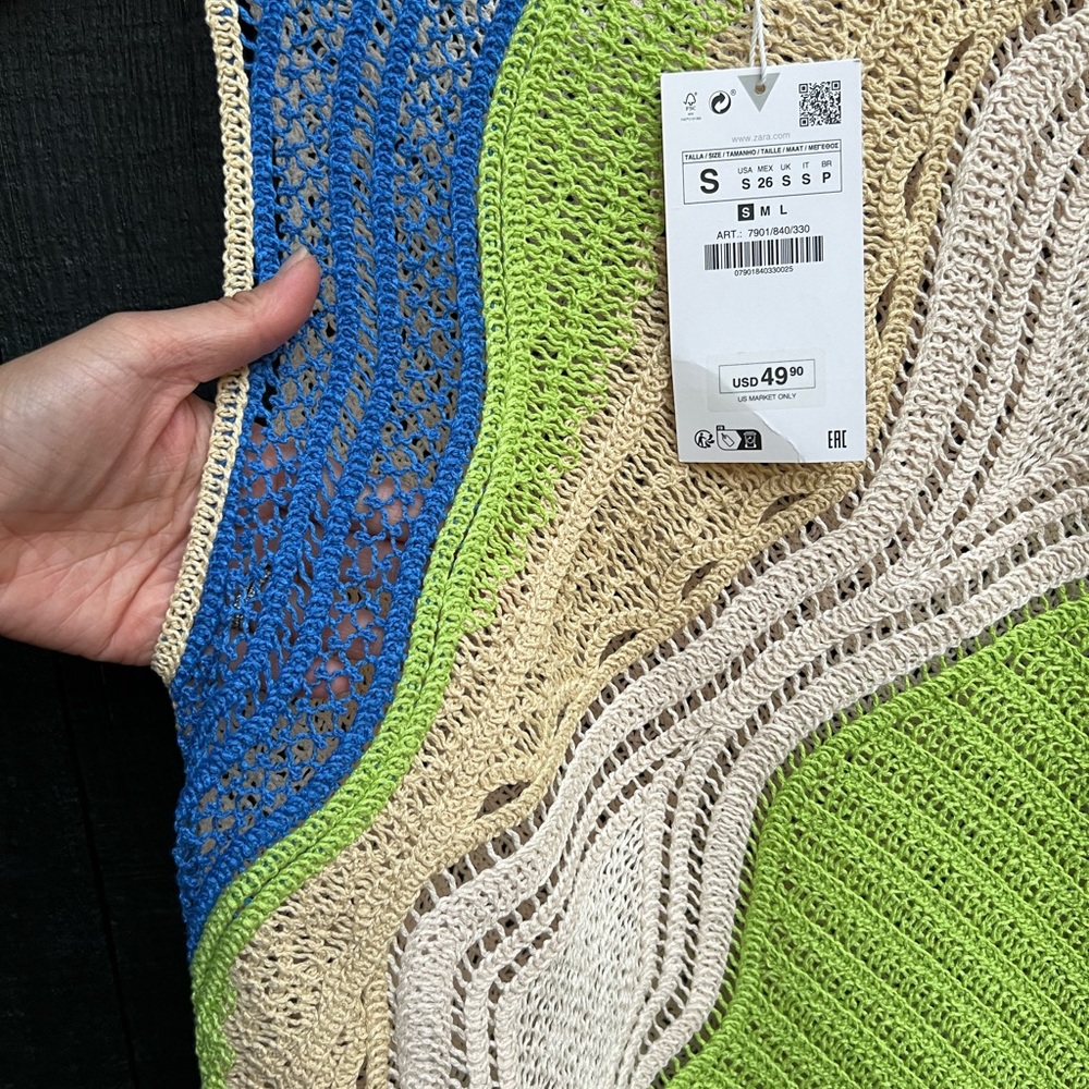 NWT Zara Multicolored Crochet Dress Size S - Picture 3 of 6